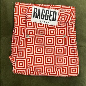 The Ragged Priest Solar Dad Red Geometric Straight Leg Jeans